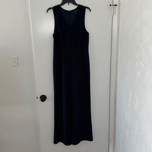 Navy scalloped neckline jumpsuit